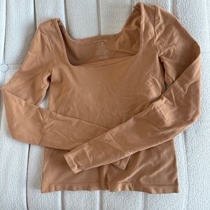 Free People Clean Lines Long Sleeve Top Raw Umber XS/S